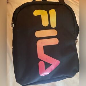 FILA Black Backpack with Yellow to Pink Logo